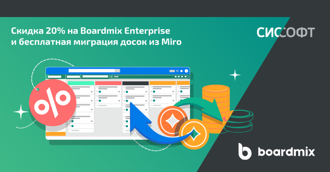 Скидка 20% на Boardmix Enterprise и бесплатная миграция досок из Miro Скидка 20% на Boardmix Enterprise и бесплатная миграция досок из Miro